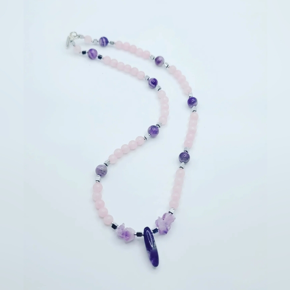 Rose Quartz, Amethyst Necklace - Picture 2 of 2